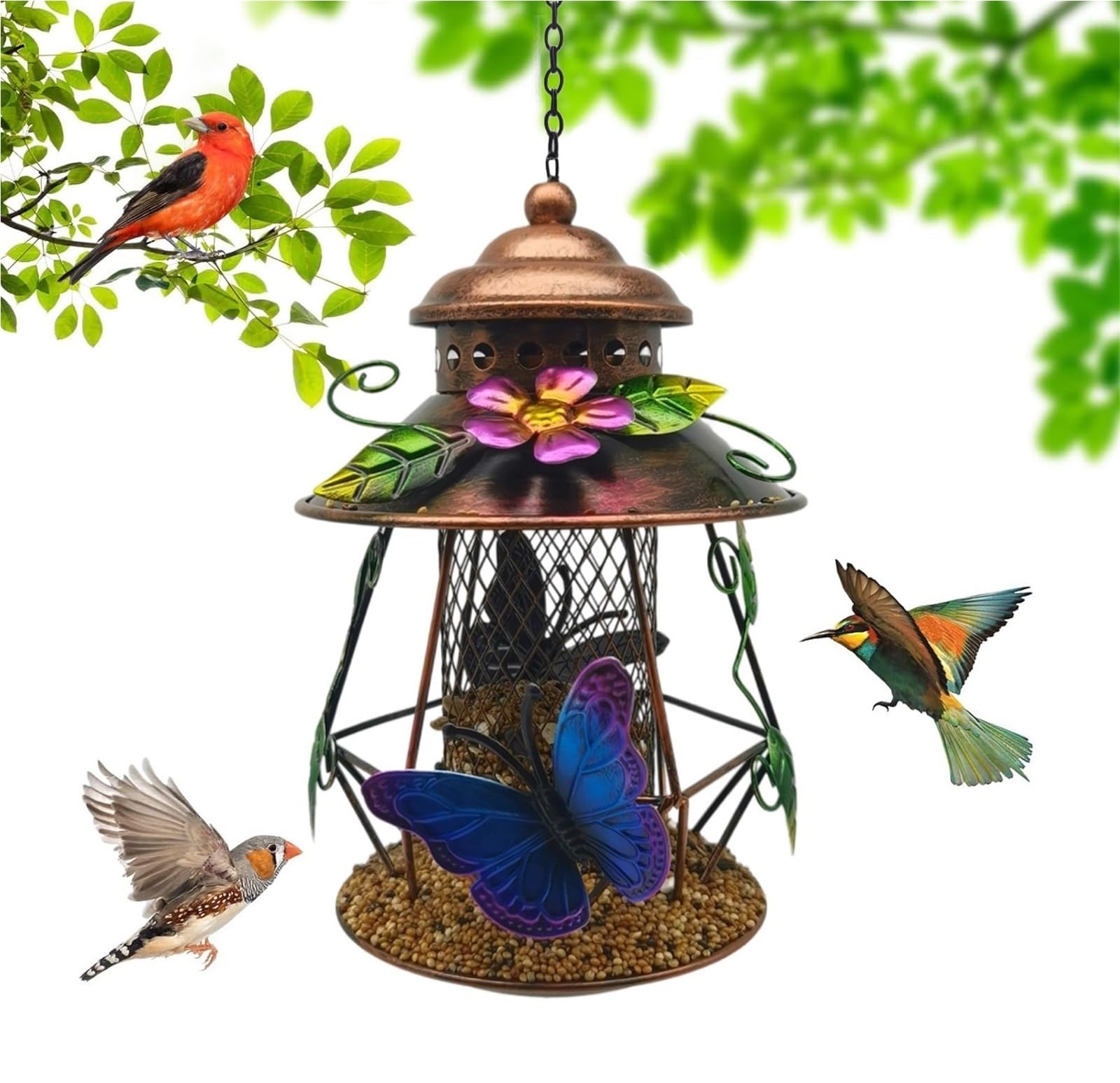 Photo 1 of ***Factory sealed***
Copper Bird Feeder, Perky Pet Bird Feeder, Mesh Bird Feeder, Butterfly Decoration in Classical Style, Courtyard and Garden Decoration, Rainproof