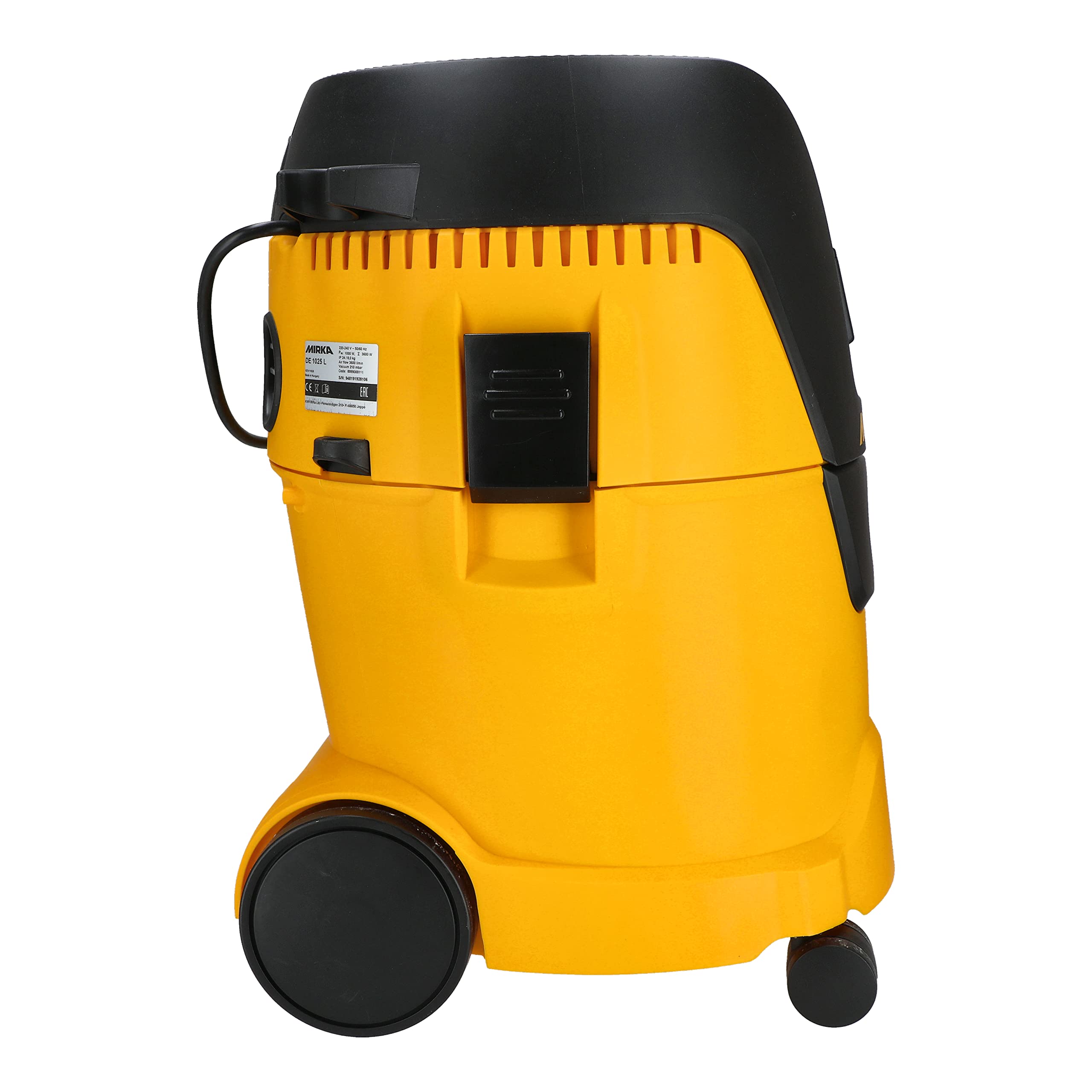 Mirka Industriestaubsauger Nass- und Trockensauger 25 Liter/Absaugschlauch / 1000 W Leistung/inkl. Adapter Schleifmaschinen/Düsenset, Schwarz, Gelb 7