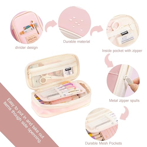 Horse Rose Print Large Pencil Case – Magnetic Stand-Up Pouch With Multiple Pockets For School, Office & Travel