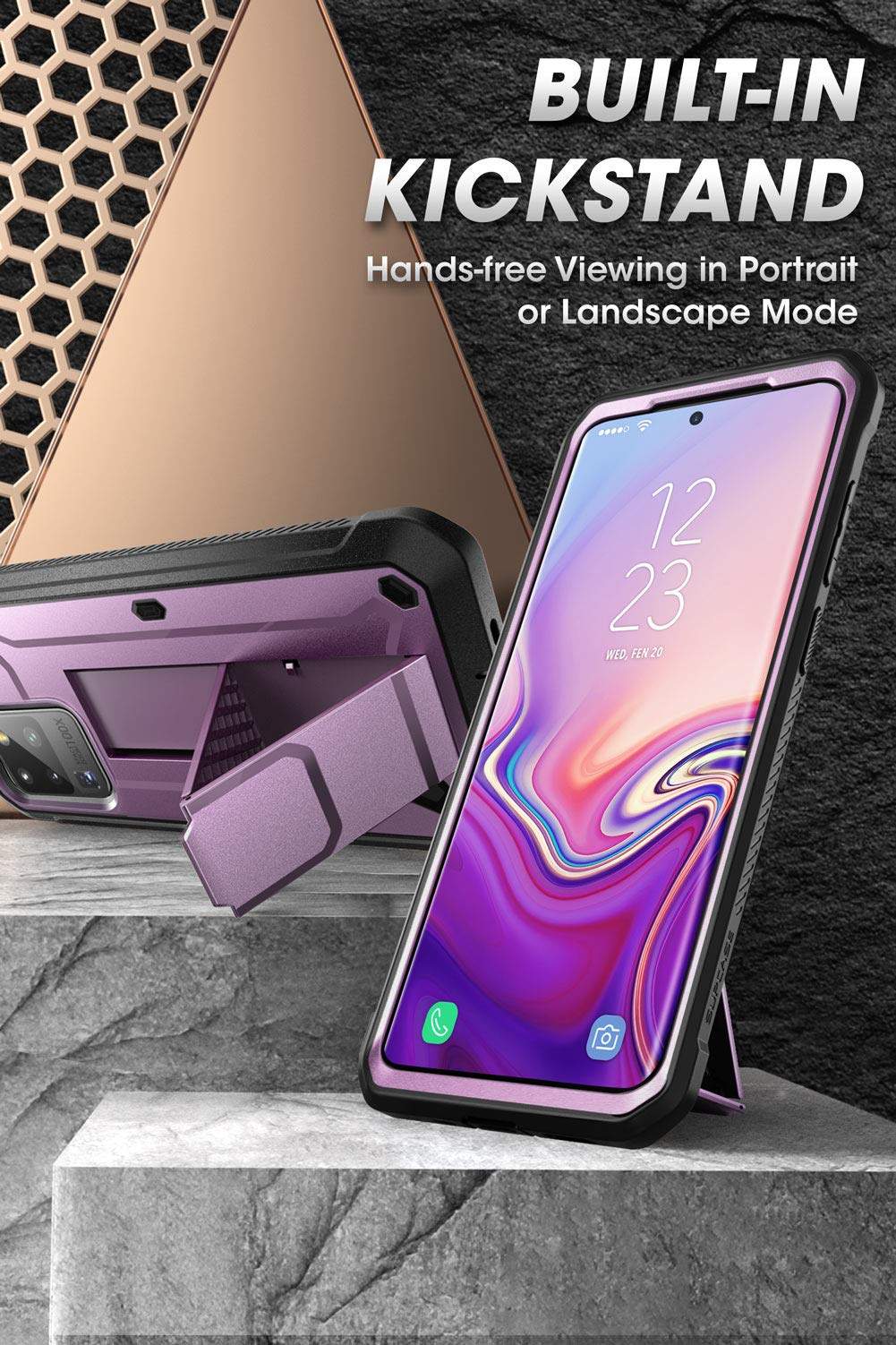 SUPCASE Unicorn Beetle Pro Series Case for Samsung Galaxy S20 Ultra 5G (2020 Release) Protective Dual Layer Rugged Holster & Kickstand Without Built-in Screen Protector (Purple) - 6.9 inches