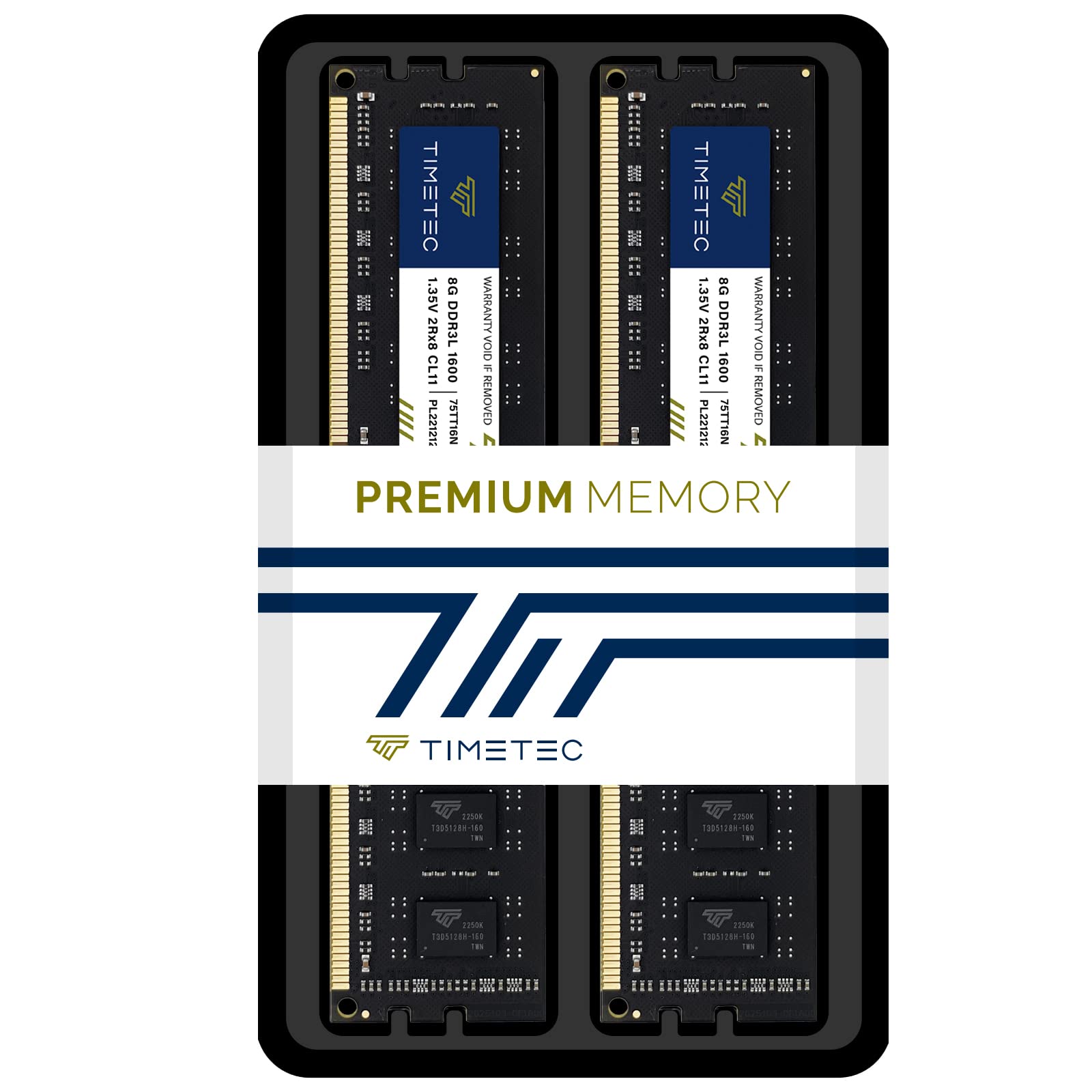 Timetec 16GB KIT(2x8GB) DDR3L / DDR3 1600MHz (DDR3L-1600) PC3L-12800 / PC3-12800 Non-ECC Unbuffered 1.35V/1.5V CL11 2Rx8 Dual Rank 240 Pin UDIMM Desktop PC Computer Memory RAM(SDRAM) Module Upgrade