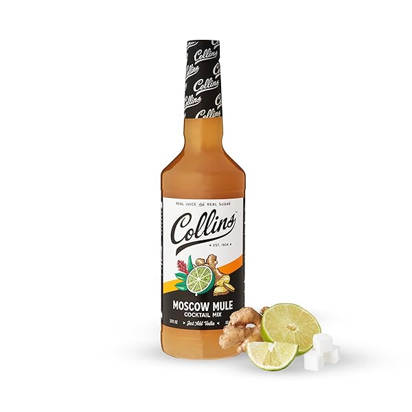 COLLINS MOSCOW MULE MIX | MADE WITH LIME JUICE AND REAL SUGAR WITH NATURAL FLAVORS | CLASSIC COCKTAIL RECIPE INGREDIENT, 32 FL OZ