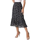 Allegra K Women's Printed Skirt 2025 Weekend Trendy Summer Chiffon Ruffle Tiered Flowy Midi Skirts