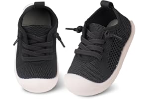 CHARROST Baby First-Walking Shoes 1-4 Years Kid Shoes Trainers Toddler Infant Boys Girls Soft Sole Non Slip Cotton Canvas Mesh Breathable Lightweight TPR Material Slip-on Sneakers Outdoor