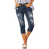 luvamia Womens Capri Jeans for Women High Waisted Skinny Ripped Jean Denim Pants