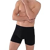 AIRCUTE Washable Absorbency Urinary Incontinence Underwear for Men, 6" Inseam Regular Boxer Briefs for Bladder Leaks 60ML (4X-Large, Black)