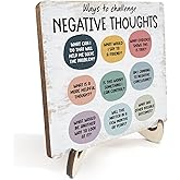 Inspirational Mental Health Office Decor Rustic Desk Decor Therapy Office School Counselor CBT Therapist Counseling Wood Sign Psychology Decoration for Home Office Table Shelf Plaque with Wood Stand