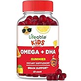 Lifeable Omega 3 for Kids Gummies | with Vegan DHA Supplement | Kids Omega 3 Fish Oil Alternative from Plant Based Flaxseed Oil | Great Tasting Supplement | 60 Gummies