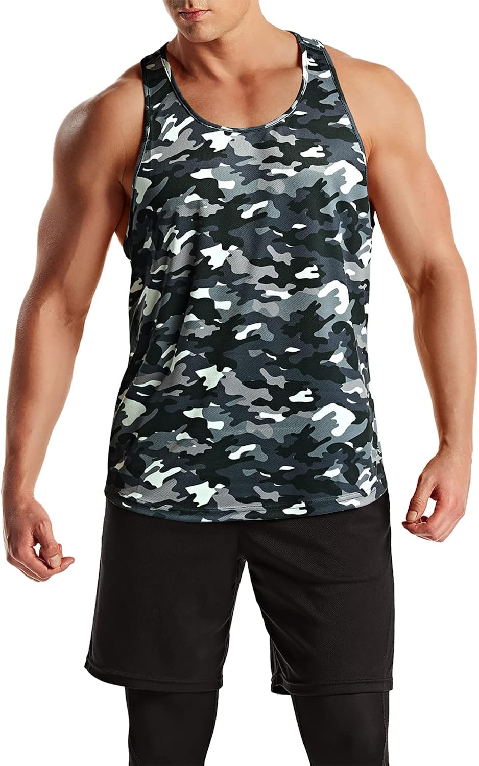 ATHLIO 3 Pack Men's Dry Fit Muscle Workout Tank Tops, Y-Back Bodybuilding Gym Shirts, Athletic Fitness Tank Top: Clothing