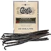 10 Organic Madagascar Whole Vanilla Beans, Grade A Vanilla Pods, Premium Vanilla Beans for Making Extract & Baking - Cook’s