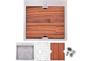 VALISY Drop In Kitchen Sink, 21x20 Inch Bar Sink Workstation Stainless Steel Outdoor Topmount Small Sinks, Single Bowl Kitchen Sinks for Laundry Office Wet Bar Prep RV Yard