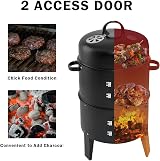 Warmiehomy BBQ Charcoal Grill Smoker 2 Tier with Temperature Gauge 80x40cm view 4