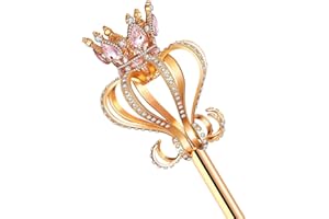 JamingHG Silver Pearl Rhinestone Scepter Festival Wand Pageant Costume Props (Gold-Pink)