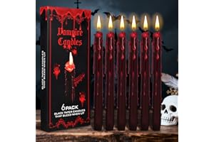 SUPERZZKKE Halloween Bleeding Candles, 6 Pack Vampire Tears Taper Candles, Gothic Decor Black Tapered Candlesticks for Tables Decor, Spooky Blood Drip Candles Set for Halloween Party Home Indoor Decorations