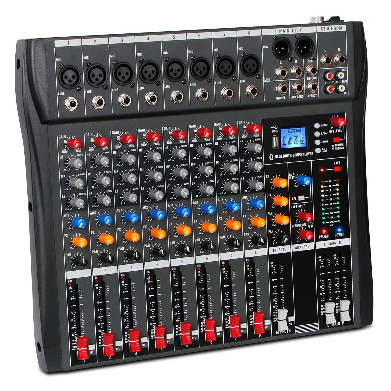Depusheng 8 Channel Sound Mixing Console Bluetooth USB Record Computer Playback Phantom Power Effect 8 Channels USB Audio Mixer