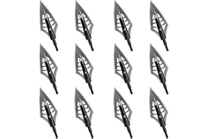 12pcs Hunting Archery Arrow Broadhead with 4 Blade Screw in Arrow Tips with Flat Broad Blade for Outdoor Shooting & Hunting