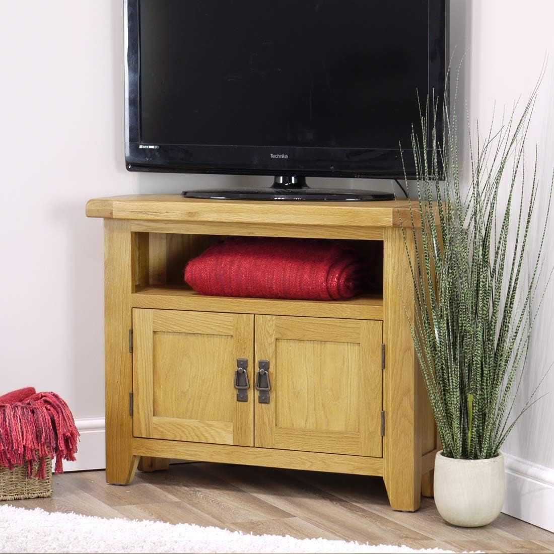 Arklow Oak Corner TV Unit Storage Stand Fully Assembled