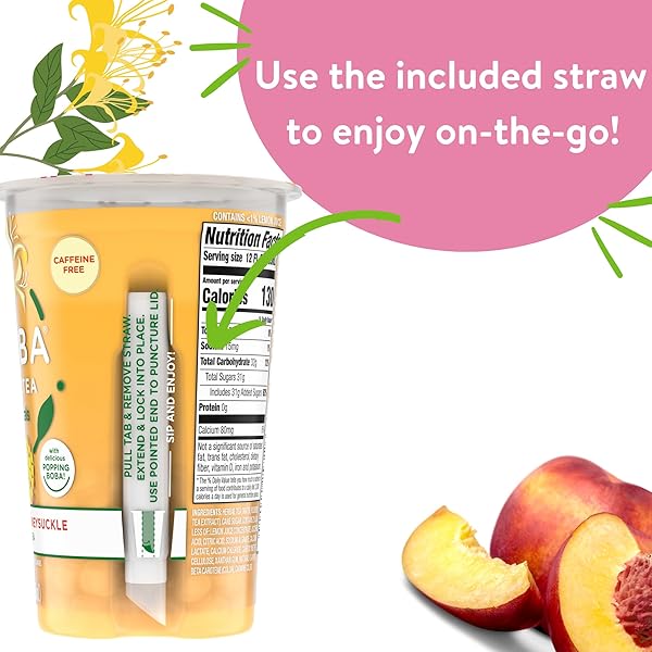 JOYBA BOTANICALS SWEET PEACH HONEYSUCKLE BUBBLE TEA, 4 PACK, 12 FL. OZ. CUPS