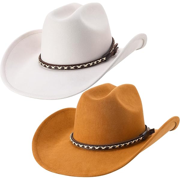 4-Pack Wool Felt Western Cowboy Hat, Star-Studded Brim For  display picture 3