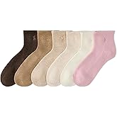 POLO RALPH LAUREN womens Performance Cotton Ankle Socks - 6 Pair Pack - Breathable Mesh & Sport Cushioning