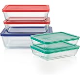 Pyrex Simply Store (5-Pack) Large Glass Food Storage Containers Set | Meal prep containers (3, 6 &amp; 11 cup) with BPA-free plastic lids, dishwasher &amp; microwave safe