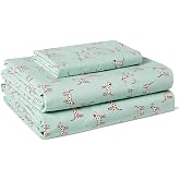 Amazon Basics 100% Organic Cotton Kids' Sheet Set with Pillowcase, Twin Size, Spotted Dogs