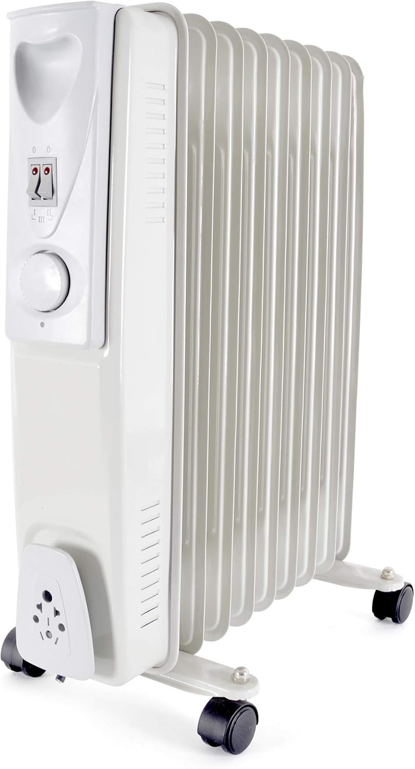 STAYWARM 2000w 9 Fin Oil Radiator with 3 Heat Settings / Variable Thermostat / Frost Watch Protection - F2603GR - Grey