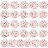 Auihiay 26 Pieces Hydrangea Artificial Flowers Pink Silk Flowers Artificial Flowers Heads with Stems for Home Wedding Party Decorations