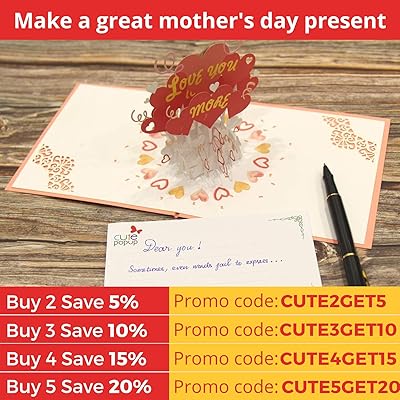 Buy Cutepopup Love You More Cards Father S Day Pop Up Card On Mother S Day Birthday Sophisticated Details The Perfect Handmade Gifts To Lover Sibling Child Parents Online In Turkey B08bc538cc