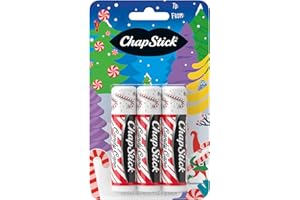 ChapStick Lip Balm, Candy Cane, 3-Count – Fresh & Minty Lip Moisturizer, Stocking Stuffer, 0.15 Oz Ea