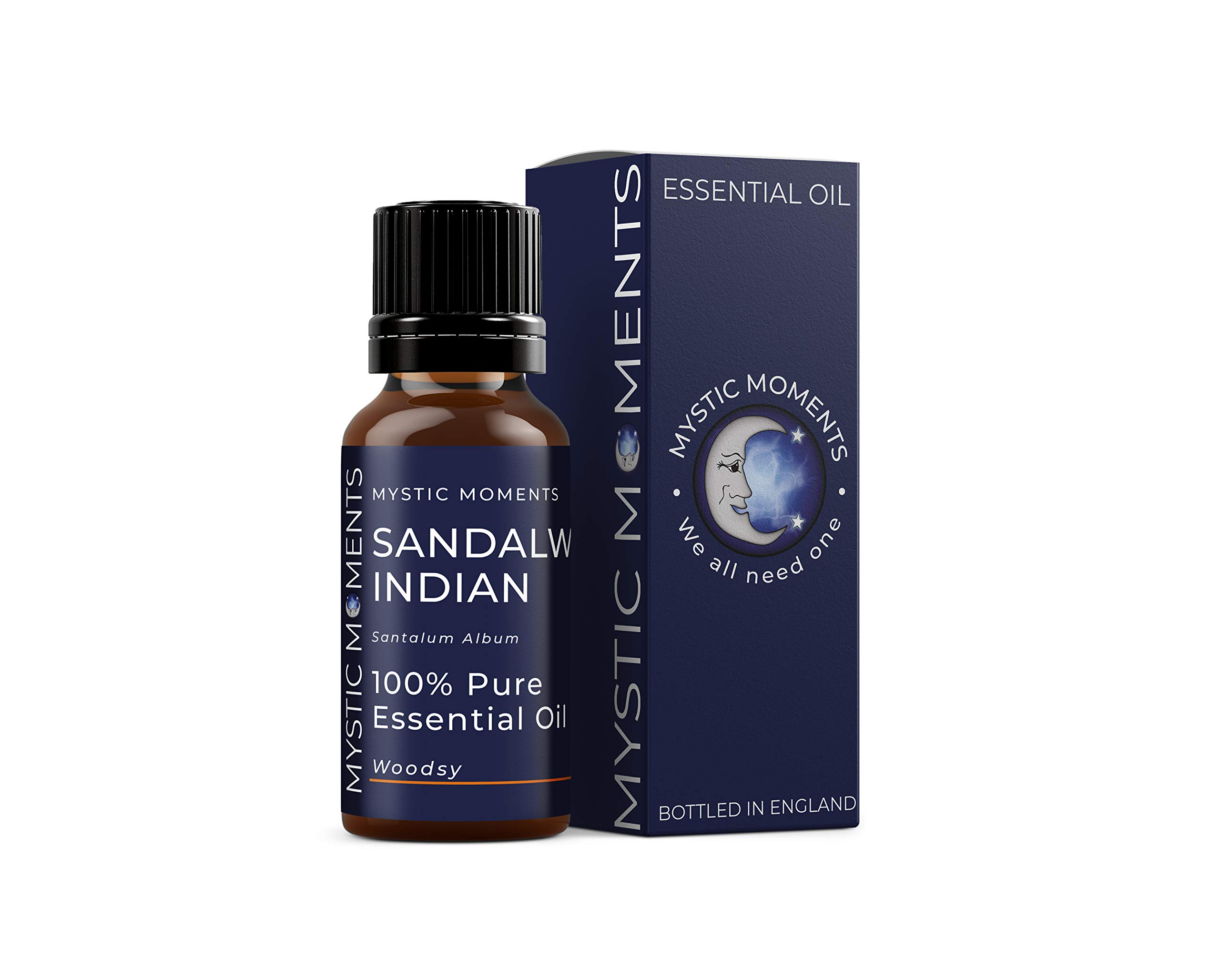 Mystic Moments | Sandalwood Indian Essential Oil (Santalum Album) 5ml | Rich Woody Base Note | Deep Relaxing Aroma for Diffusers, Meditation & Luxury Home Fragrance