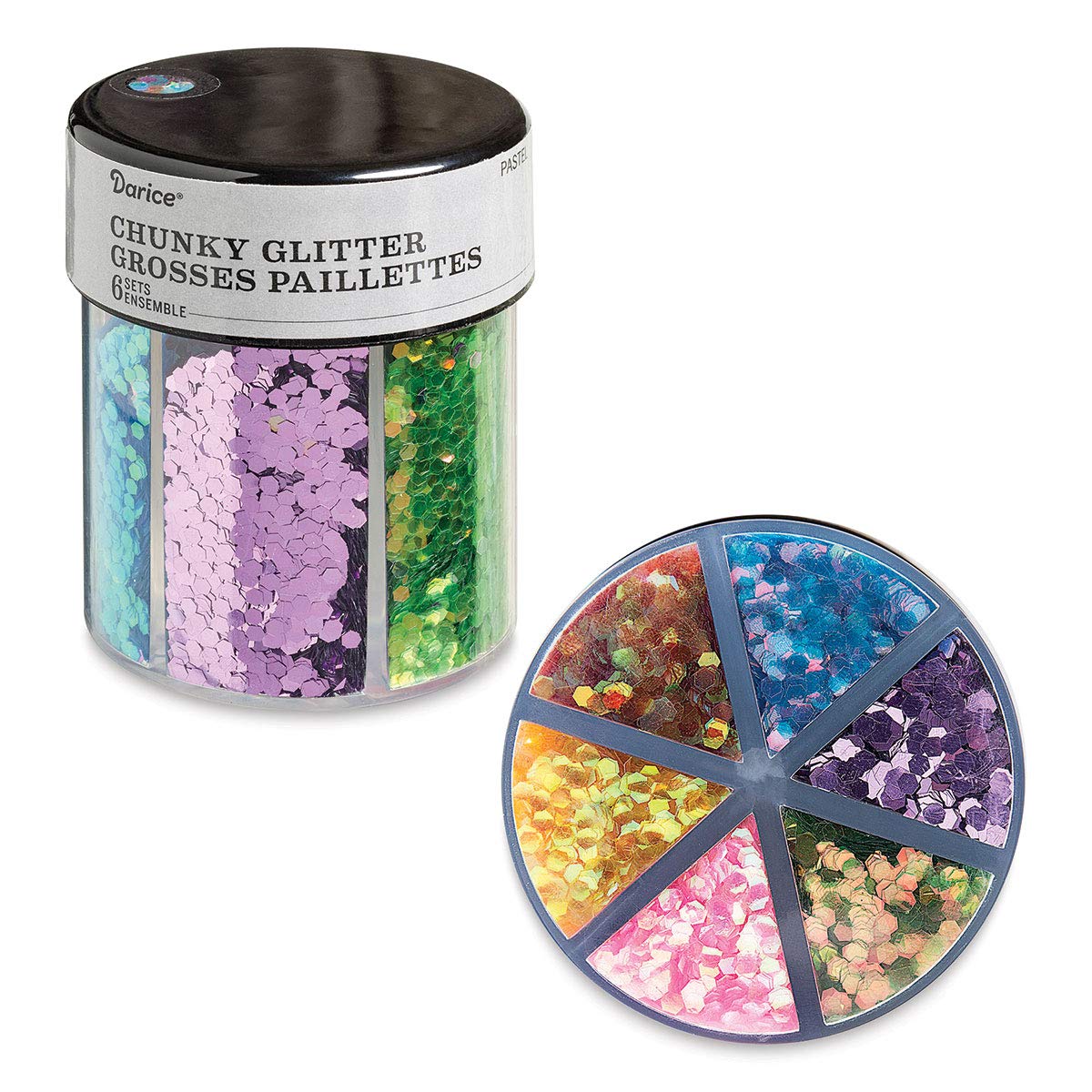 Darice 30029678 6-Color Glitter Caddy: Metallics, Multicoloured, Small