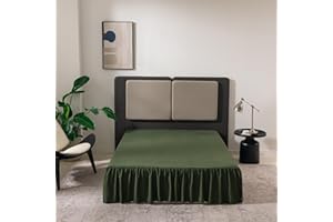 Green Queen Size Ruffled Bed Skirt with Split Corners, Queen Bed Skirt 14 Inch Drop, TSUTOMI Queen Size Bed Skirt Green for Ruffled Bed Skirt with Split Corners, Bed Skirt Queen Size