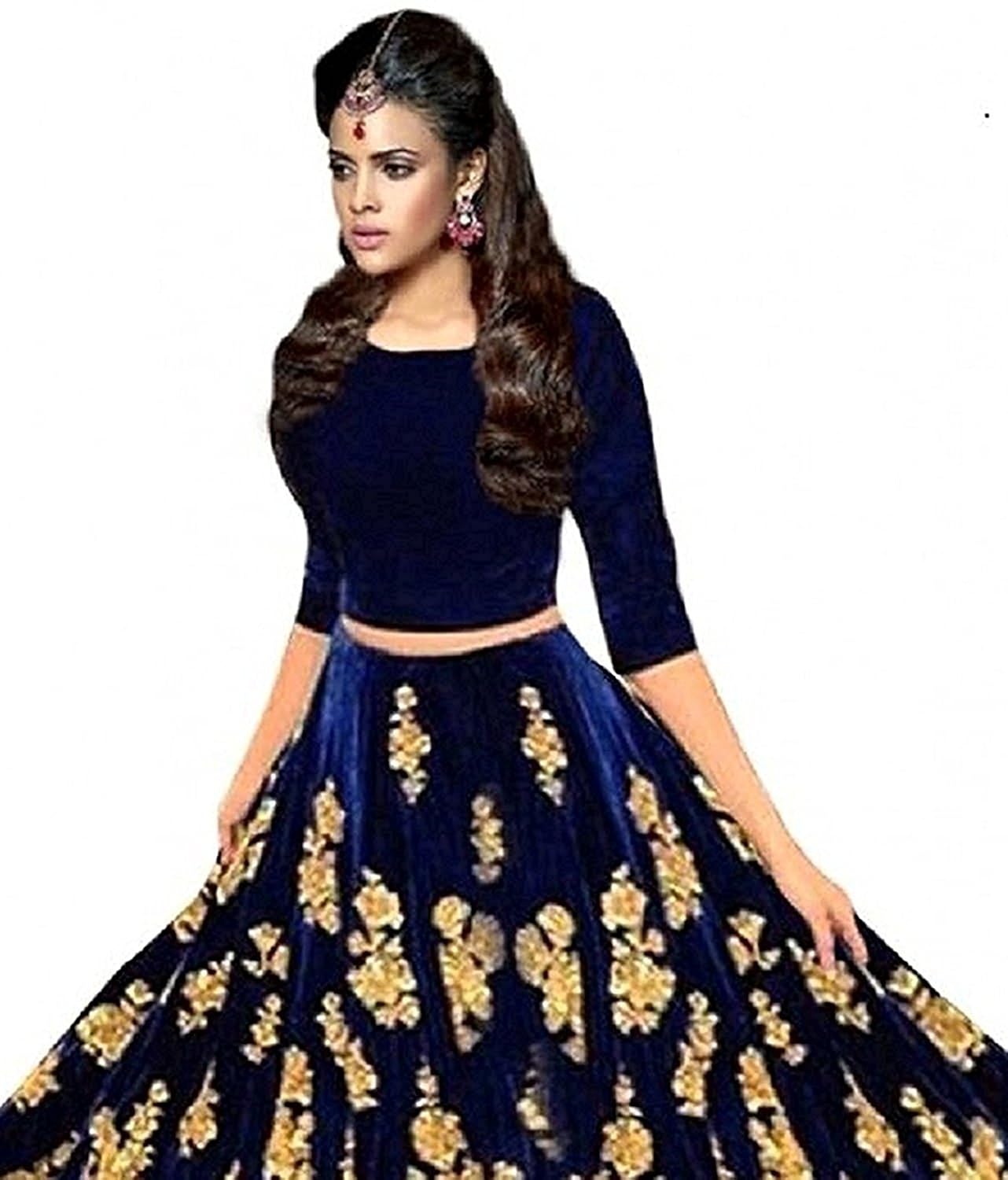 sacred fashion gown women's velvet semi-stitched gown (free size)