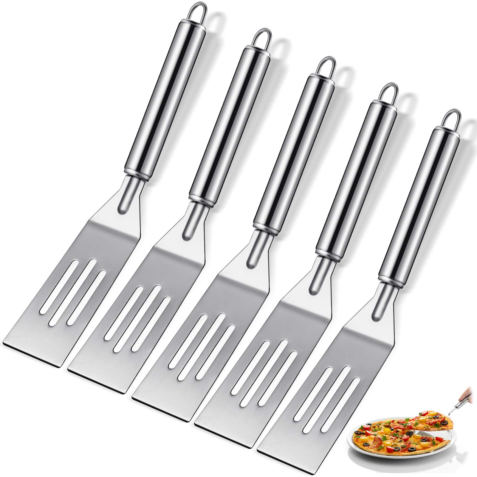 Photo 1 of Patelai 5 Pack Small Spatula Mini Serving Brownie Spatula for Serving and Flipping Cooking Pancakes Desserts Cookie Eggs Lasagna (Slotted,Stainless Steel Handle)