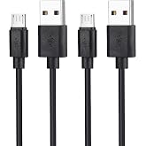 3ft USB to Micro USB Charging Cable for Samsung Galaxy A15 A S7 Tab J7 S2 | J3 S10 Old Android Charger Cord, Black, 2-Pack