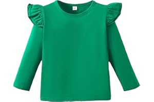 ZFZDRen 12M-7Y Toddler Baby Girls T Shirt Solid Color Blouse Ruffle Top Cotton Casual Tees Plain Shirt
