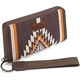 Montana West X Wrangler Wristlet Wallet Western Aztec Womens Wallet Large Capacity Long Purse RFID Clutch Purse Credit Card Holder for Women