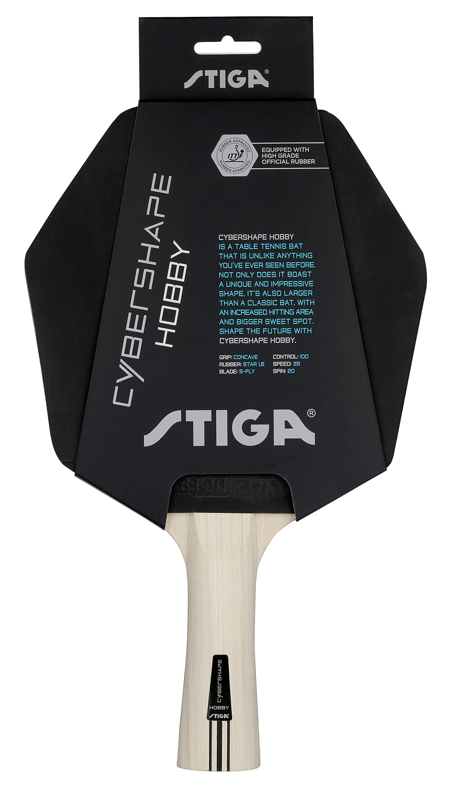 STIGA Cybershape Hobby Table Tennis Bat, Easy to Play Ping Pong Bat with Hexagonal Shape for Beginners and Club Play