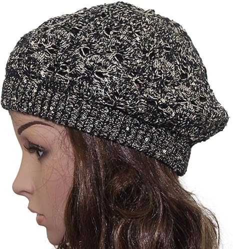 Amazon Co Jp スパンコールかぎ針編みのベレー帽 ホーム キッチン