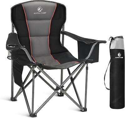 ALPHA CAMP Camping Chair Heavy Duty Up to 200 kg Folding Chair with Cup Holder