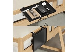 Bedside Shelf Foldable, Metal Clip-On Bunk Bed Table Shelf for Top Bunk Heavy Duty Bed Side Table Tray for College Dorm Room 