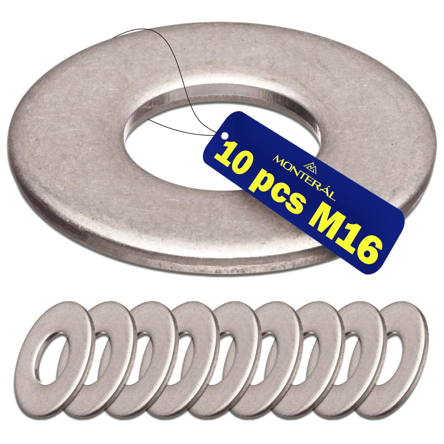 Pack of 10 Washers Stainless Steel M16 Type DIN 125 MONTERAL