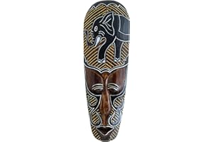 OMA African Wall Mask Hanging Home Decor Wooden Hand Crafted Lucky Elephant Good Luck African Home Decor Gift Art