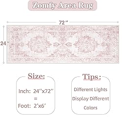 Area Rug 2x6 Runner Rug: Washable Vintage Hallway