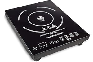 Hamilton Beach Portable Single Induction Cooktop Countertop Burner Hot Plate with Fast Heating Mode, 1800 Watts, 10 Temperatu