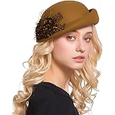 ORIDOOR Women Vintage 100% Wool Felt Flowers Bucket Cloche Bowler Hat Church Wedding Beret Hat