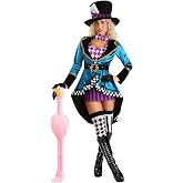 Mad Hatter Costume for Women - Adult Mad Hatter Wonderland Dress, Hat &amp; Bowtie - Officially Licensed