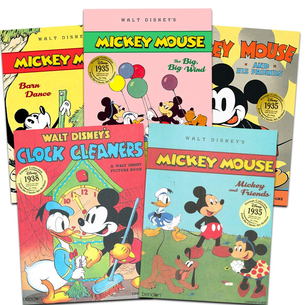 Disney Classic Mickey Mouse Books Set Of 5 Linen Books Disney