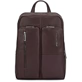 PIQUADRO Ronnie Large Leather Backpack with Two Compartments and RFID Shielding, brown, 14
